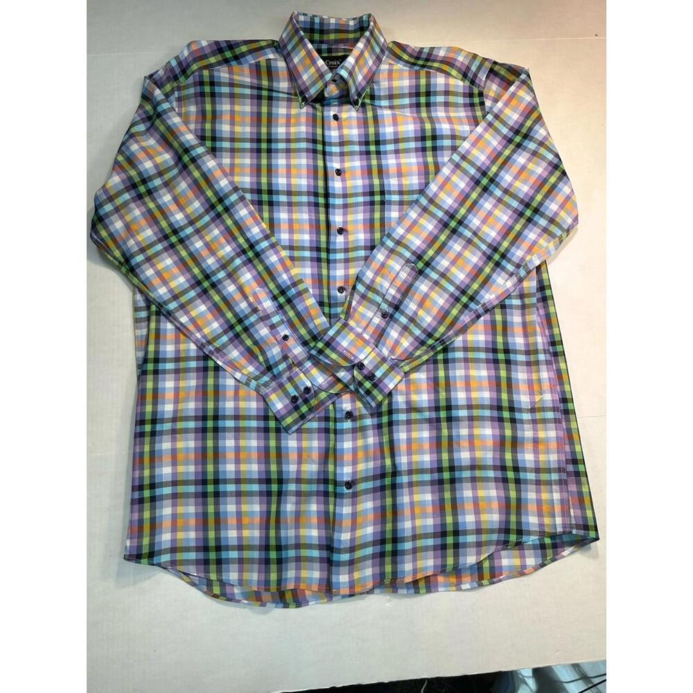 St Croix Shirt Mens XL Check Button Up Fashion Fit Casual Preppy Sport Colorful